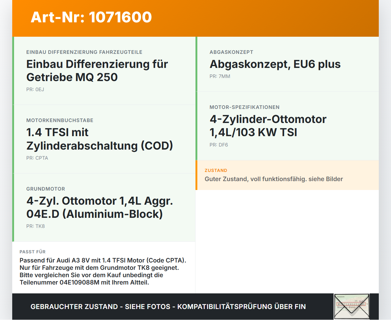 Audi A3 8V 12-16 TFSI 1,4 103KW CPTA Nockenwellenverstellung Verstellung für Nockenwelle Einlass Audi A3 8V 12-16... Vorschau 3