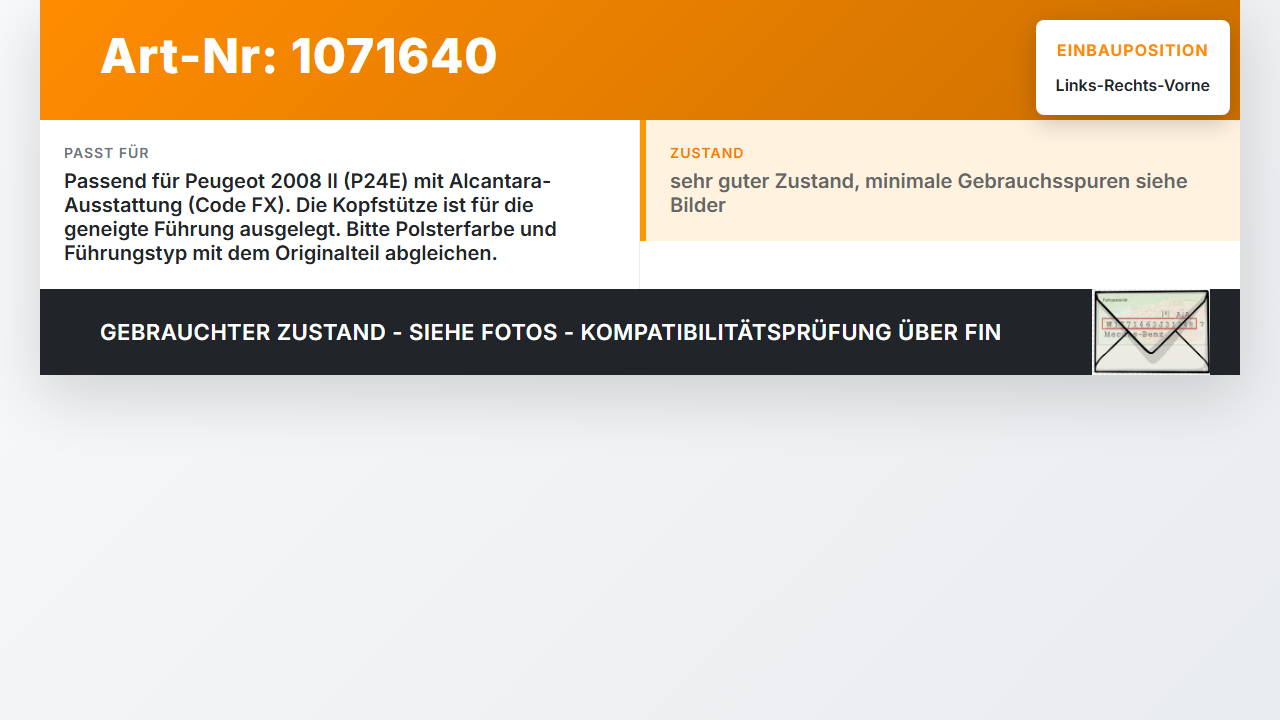 Peugeot 2008 II CMP 23-26 Kopfstütze für Fahrer Sitz Rechts oder Links Vorne Peugeot 2008 II CMP 23-26 20.20.2020... Vorschau 3
