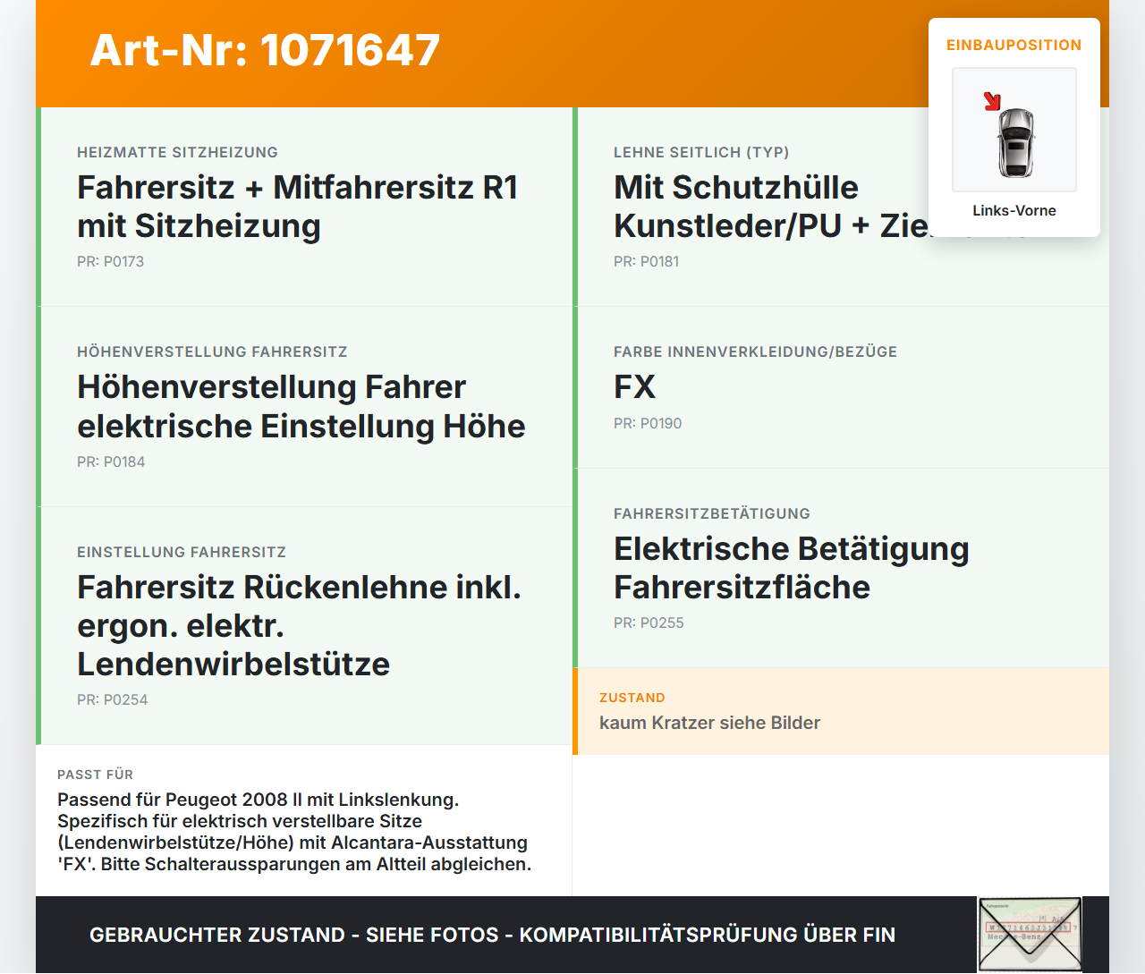 Peugeot 2008 II CMP 23-26 5T Abdeckung Blende für Sitz Fahrersitz Links Vorne Peugeot 2008 II CMP 23-26 20.20.2020... Vorschau 3
