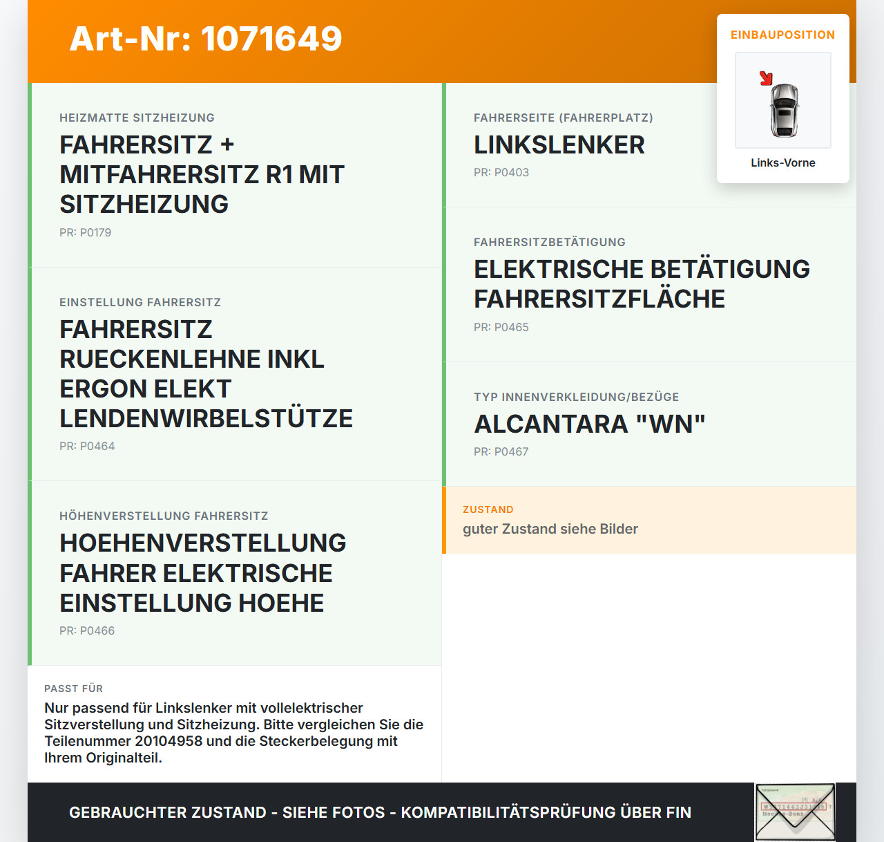 Peugeot 2008 II CMP 23-26 Steuergerät ECU Modul für Fahrer Sitz Links Vorne Peugeot 2008 II CMP 23-26 20.20.2020... Vorschau 3