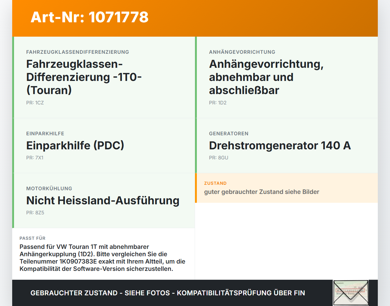 VW Touran 1T3 06-10 Steuergerät ECU Modul SG AHK Anhängerkupplung VW Touran 1T3 06-10 25.09.2009 1K0907383E... Vorschau 3
