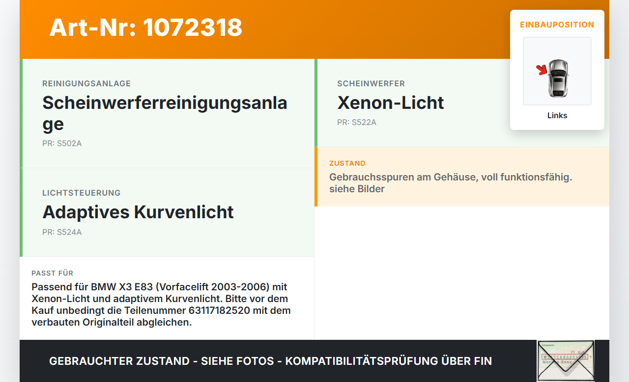 BMW X3 E83 03-06 Xenon Vorschaltgerät Links BMW X3 E83 03-06 12.11.2004 1307329074 gebraucht Vorschau 3