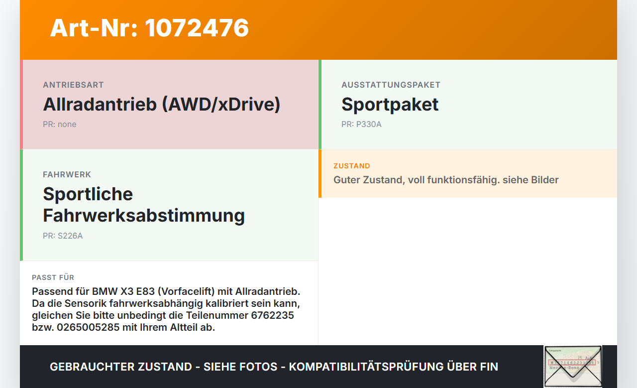 BMW X3 E83 03-06 ESP Sensor Steuergerät Drehratensensor BMW X3 E83 03-06 12.11.2004 6762235 34.52-6762235... Vorschau 3