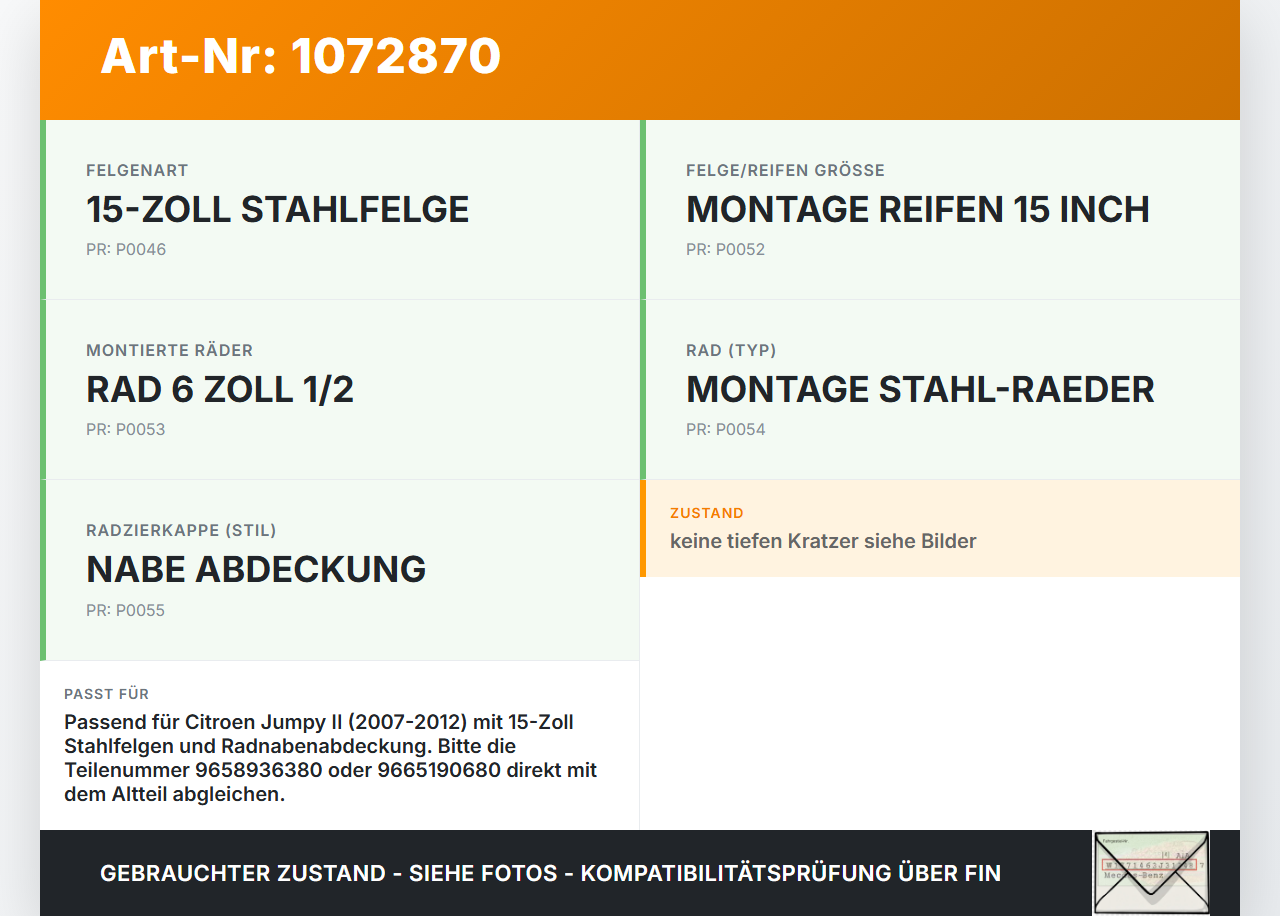 Citroen Jumpy II 07-12 Radnabenabdeckung Rad Nabenabdeckung Nabenblende Citroen Jumpy II 07-12 30.08.2010... Vorschau 3