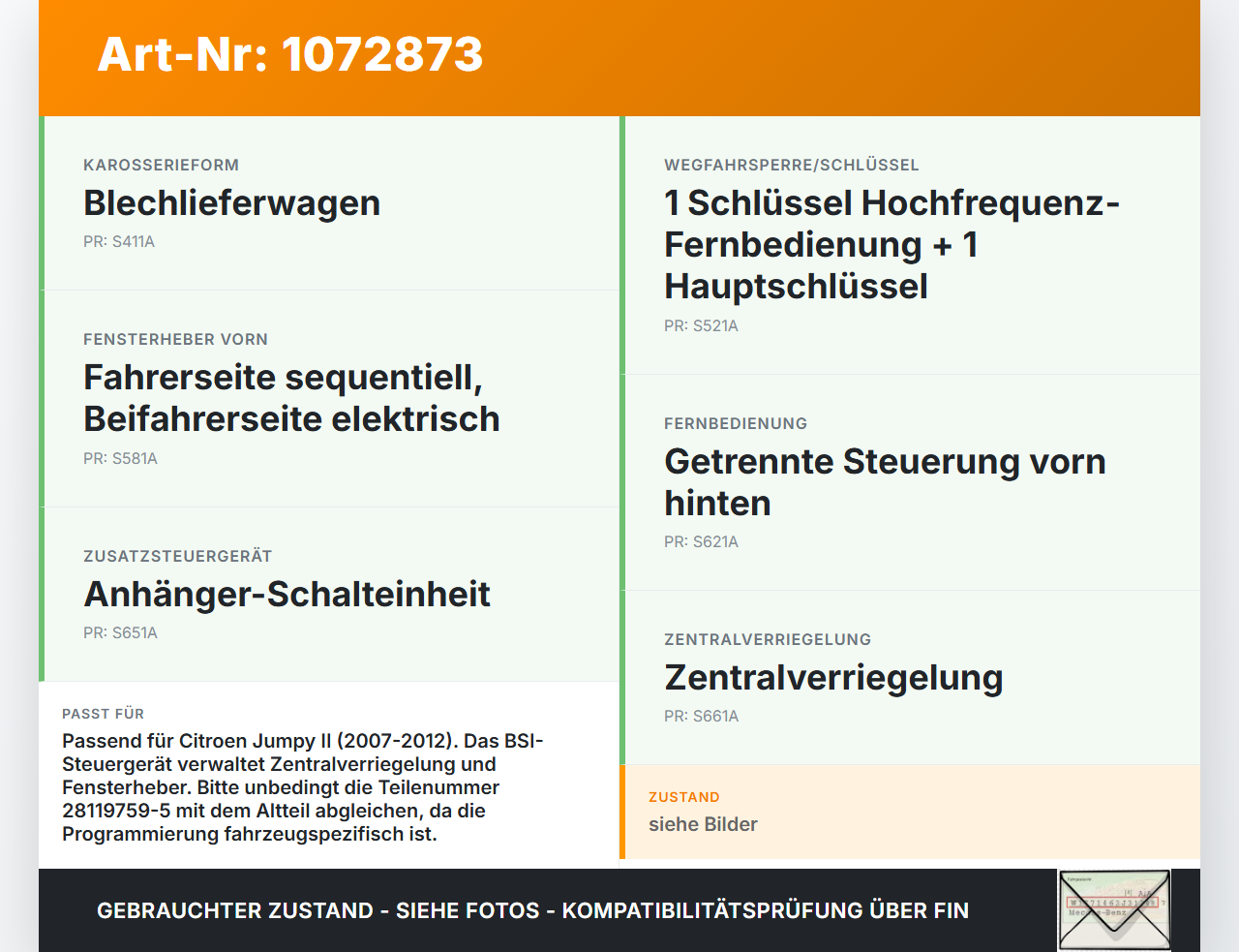Citroen Jumpy II 07-12 Steuergerät ECU Modul BSI SG MUX Citroen Jumpy II 07-12 30.08.2010 28119759-5 gebraucht Vorschau 3