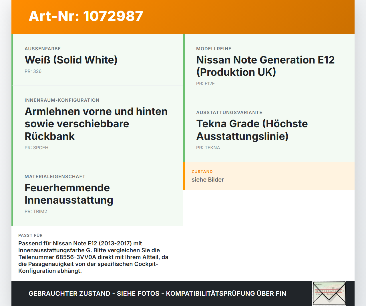 Nissan Note E12 13-17 5T Ablagefach Staufach Fach Nissan Note E12 13-17 25.02.2016 68556-3VV0A 68559-3VV0A... Vorschau 3