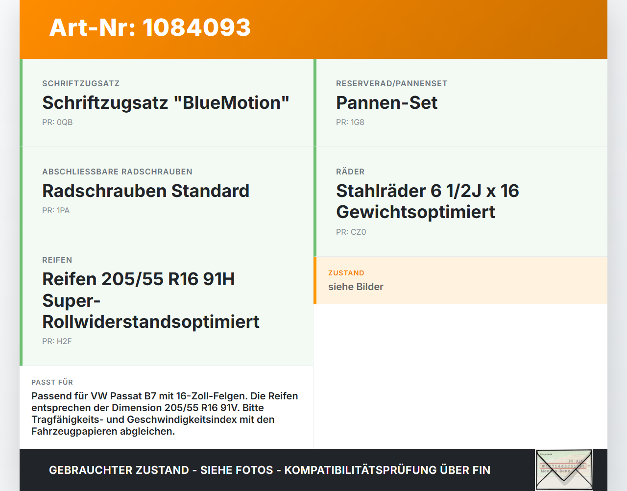 VW Passat 3C B7 10-14 2 x Reifen Sommerreifen Vredestein 205/55R16 91 V VW Passat 3C B7 10-14 22.02.2014 gebraucht Vorschau 3
