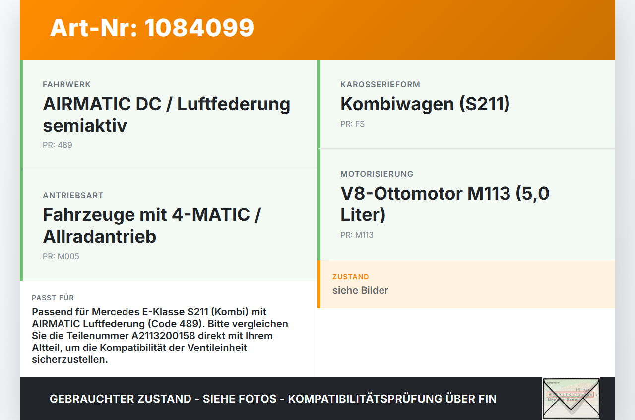 Mercedes S211 E500 02-06 5,0 225KW Ventil Luft Ventilblock für Fahrwerk Mercedes S211 E500 02-06 01.07.2004... Vorschau 3