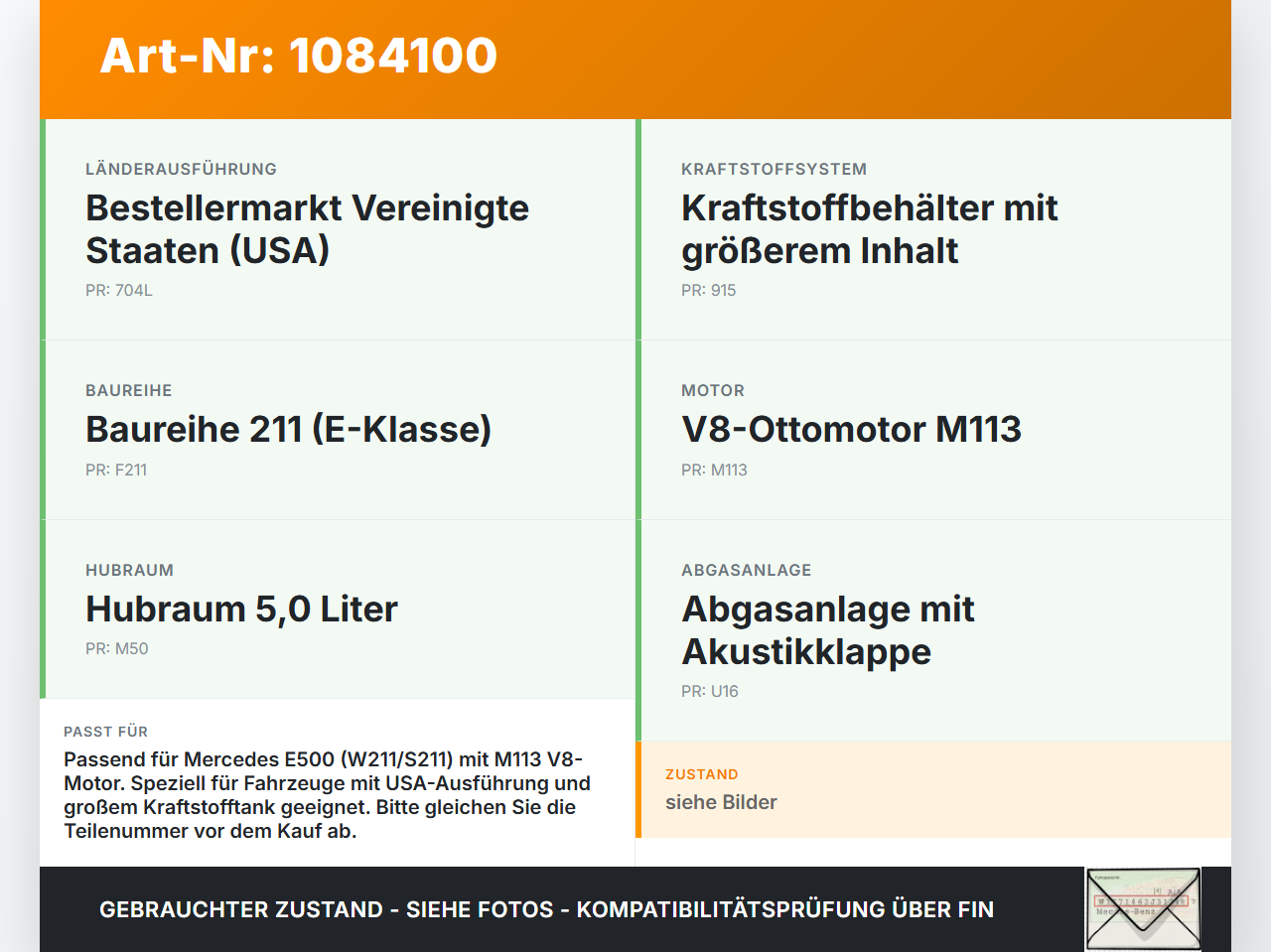 Mercedes S211 E500 02-06 5,0 225KW Tankentlüftungsventil Ventil Mercedes S211 E500 02-06 01.07.2004 gebraucht Vorschau 3