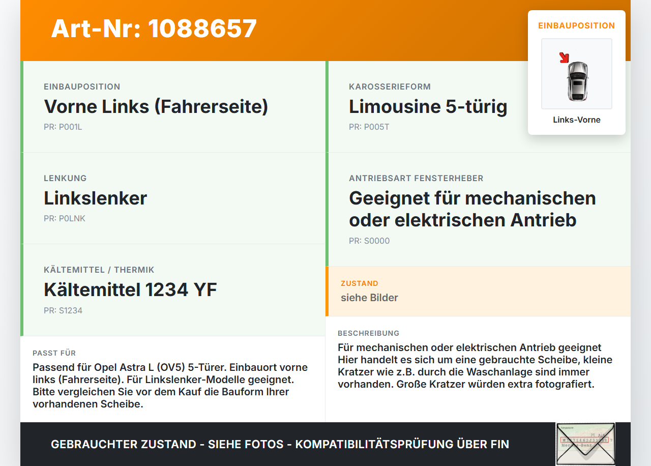 Opel Astra L 21-26 5T Seitenscheibe LVK Fenster Türscheibe Links Vorne Opel Astra L 21-26 27.04.2023 9830996980... Vorschau 3