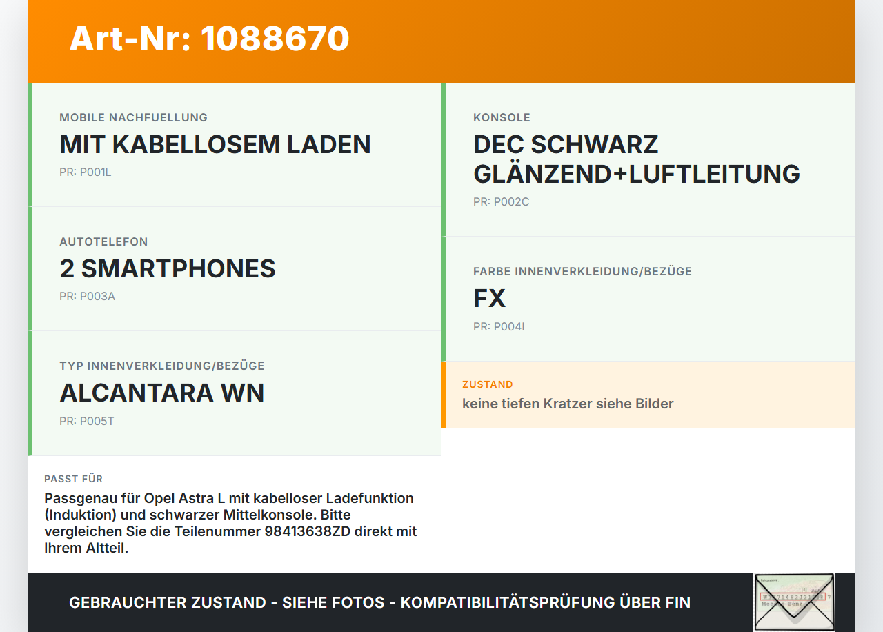 Opel Astra L 21-26 5T Ablagefach Staufach Fach Induktion Wireless Ladestation Opel Astra L 21-26 27.04.2023... Vorschau 3
