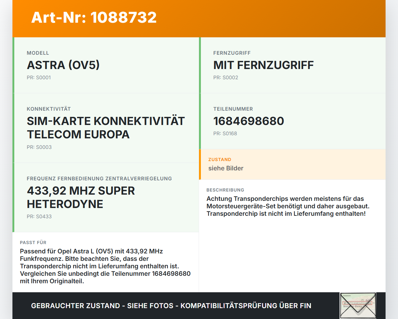 Opel Astra L 21-26 Fernbedienung Funk Funkschlüssel Opel Astra L 21-26 27.04.2023 1684698680 gebraucht Vorschau 3