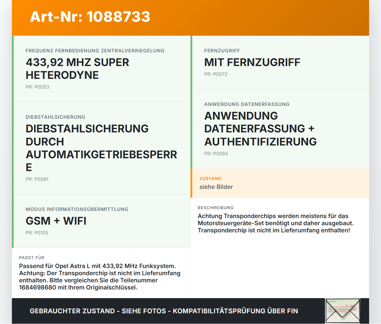 Opel Astra L 21-26 Fernbedienung Funk Funkschlüssel Opel Astra L 21-26 27.04.2023 1684698680 gebraucht Vorschau 3