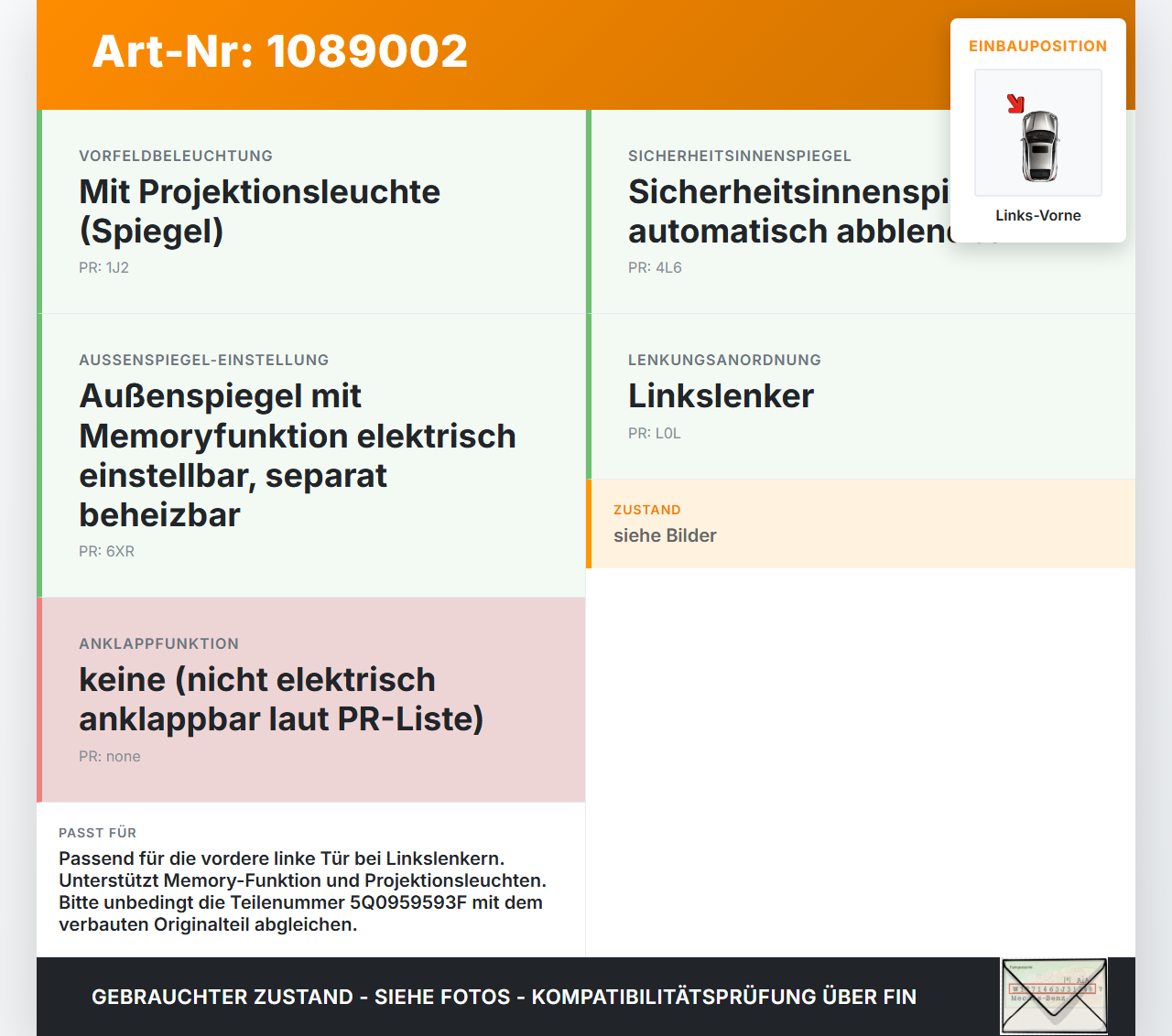 VW Golf 8 VIII 19-24 Steuergerät ECU Modul Türsteuergerät Links Vorne VW Golf 8 VIII 19-24 14.08.2023 5Q0959593L... Vorschau 3