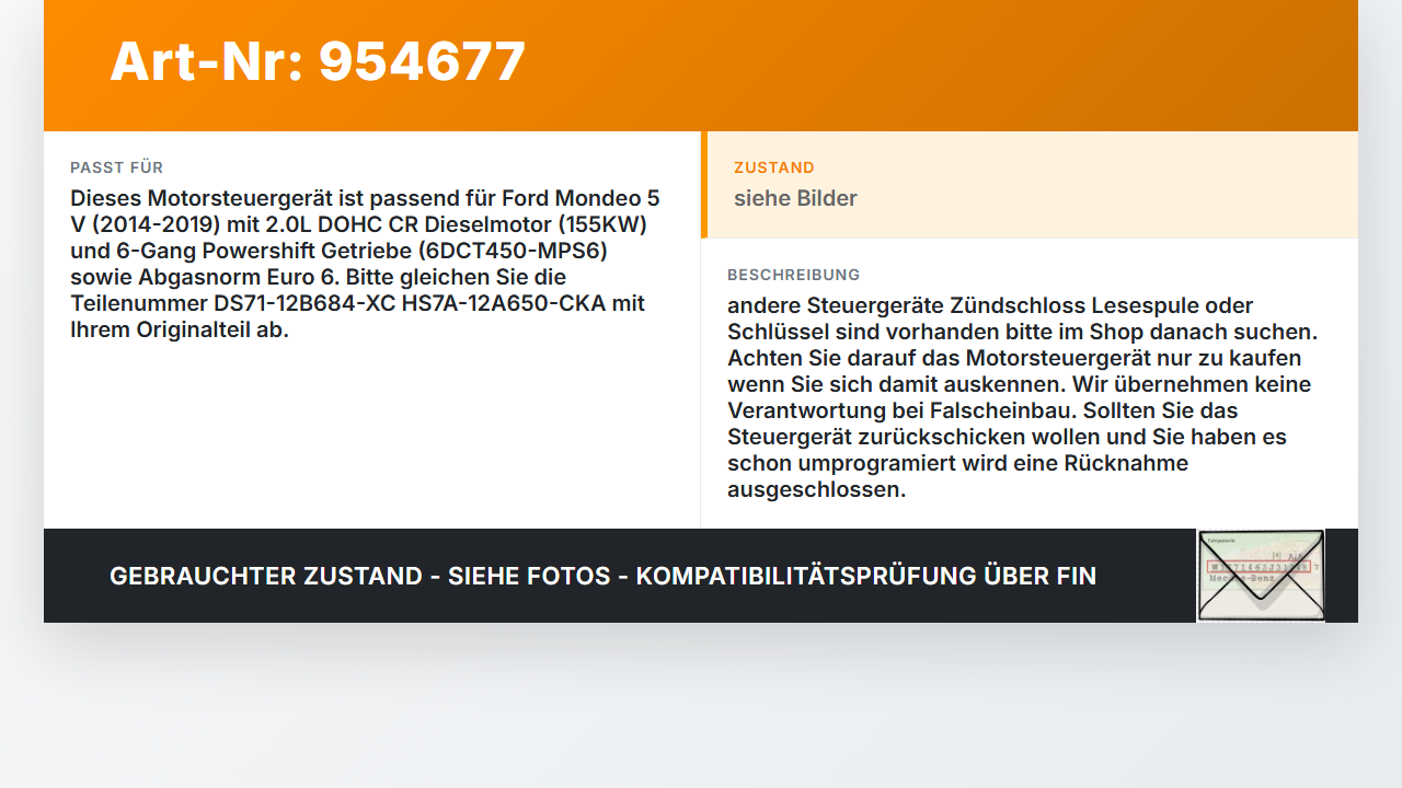 Ford Mondeo 5 V 14-19 2,0 155KW Steuergerät ECU für Motor Motorsteuergerät Ford Mondeo 5 V 14-19 24.04.2017... Vorschau 3