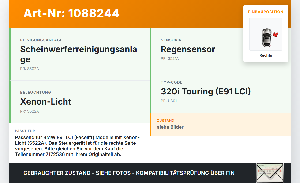 BMW E91 320i LCI 08-11 Xenon Vorschaltgerät Steuergerät Rechts BMW E91 320i LCI 08-11 31.08.2009 7318327... Vorschau 3