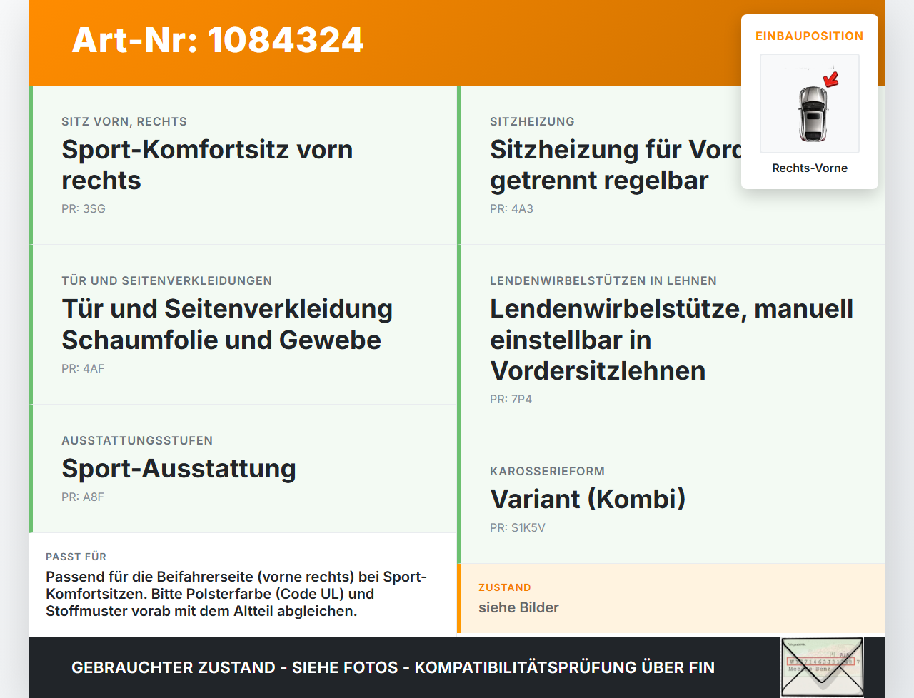 VW Golf 5 V Variant 1K5 03-09 Kombi Kopfstütze Nackenstütze Stoff Rechts Vorne VW Golf 5 V Variant 1K5 03-09... Vorschau 3