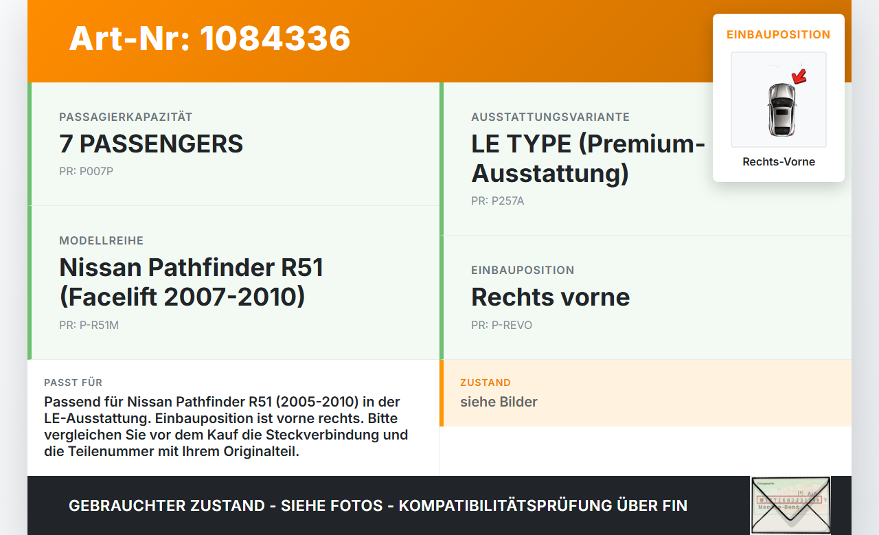Nissan Pathfinder R51 05-10 Lautsprecher Box Türlautsprecher Audio Soundsystem Rechts Vorne Nissan Nissan... Vorschau 3
