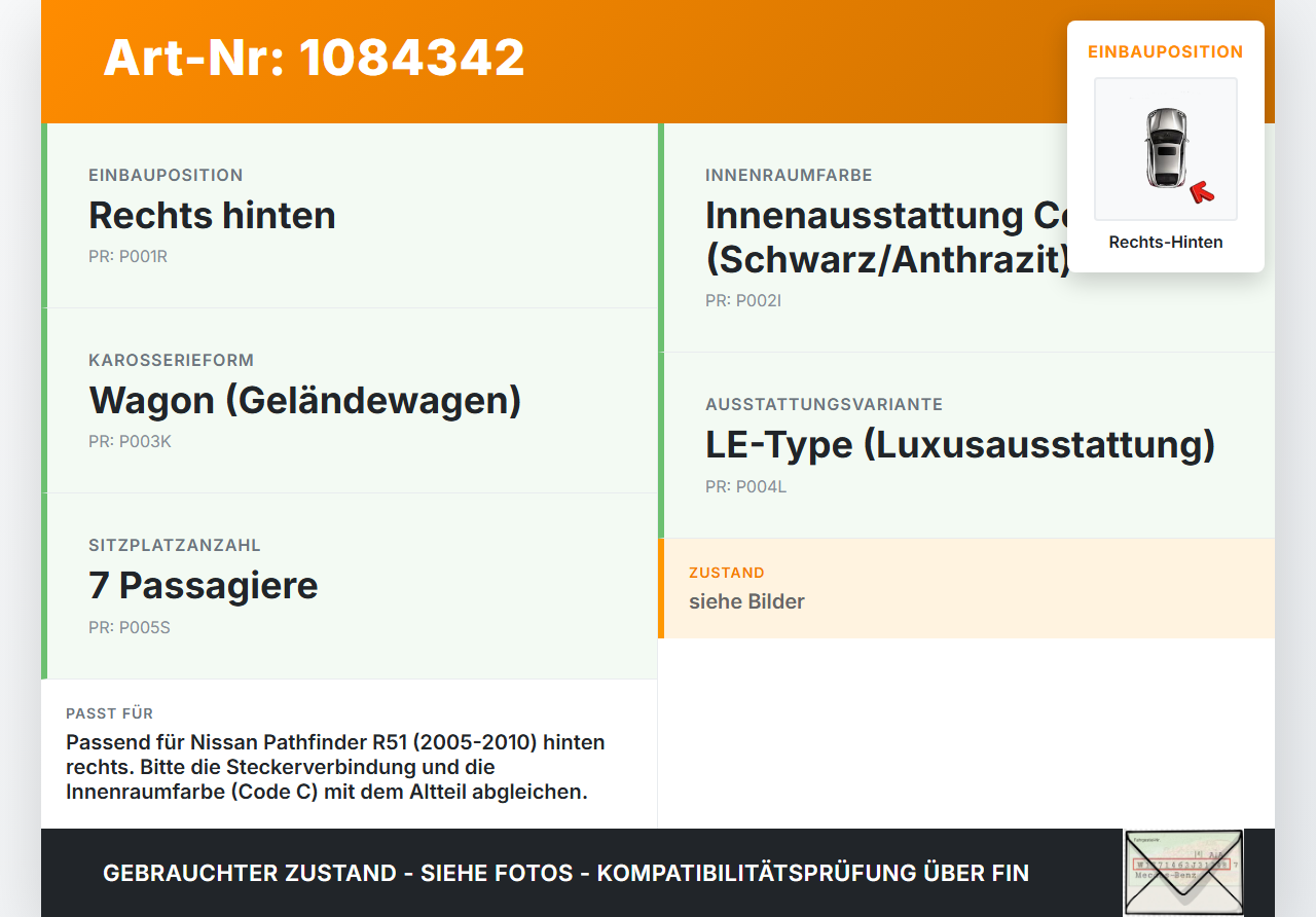 Nissan Pathfinder R51 05-10 Fensterheberschalter Schalter Rechts Hinten Nissan Nissan Pathfinder R51 05-10... Vorschau 3