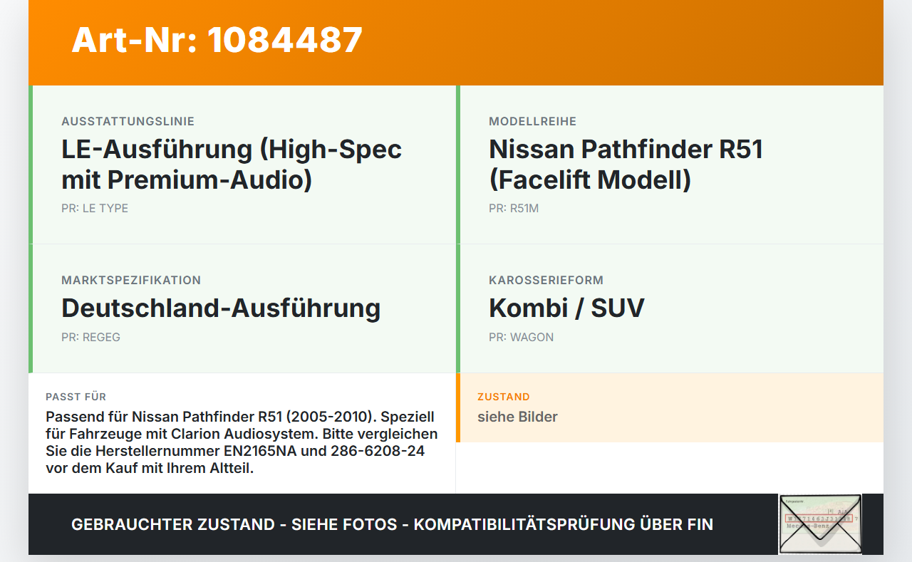 Nissan Pathfinder R51 05-10 Antennenverstärker Clarion Nissan Nissan Pathfinder R51 05-10 29.09.2008 EN2165NA... Vorschau 3