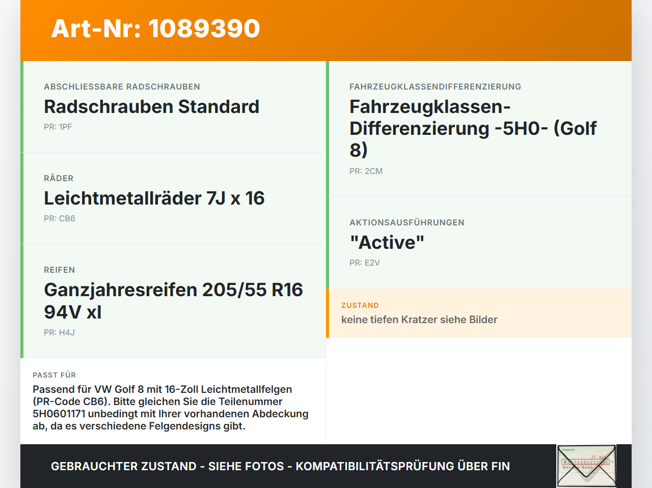 VW Golf 8 VIII 19-24 Radnabenabdeckung Rad Nabenabdeckung Nabenblende VW Golf 8 VIII 19-24 14.08.2023 5H0601171... Vorschau 3