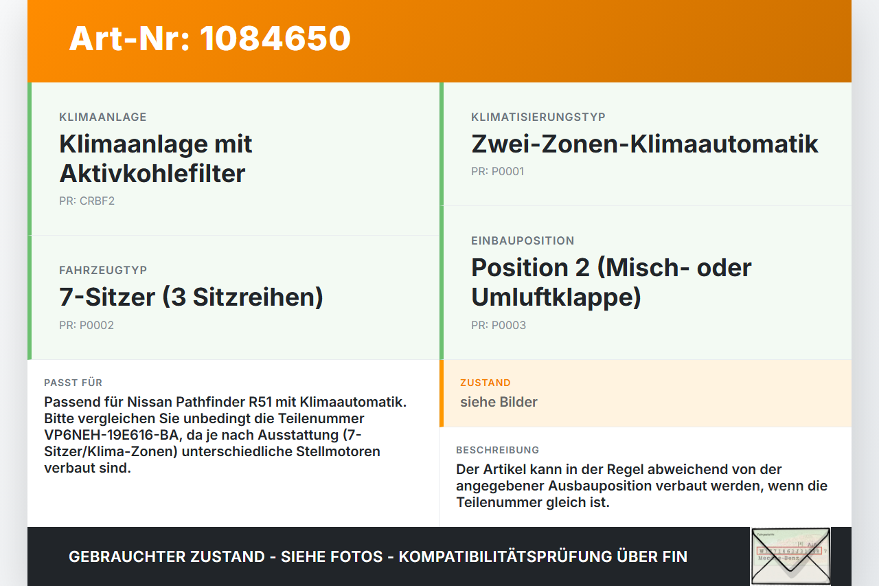 Nissan Pathfinder R51 05-10 Luftklappenstellmotor Stellmotor Pos.2 Nissan Nissan Pathfinder R51 05-10 29.09.2008... Vorschau 3