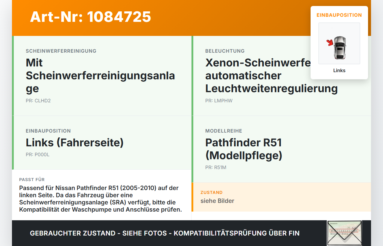 Nissan Pathfinder R51 05-10 Waschdüse für Windschutzscheibe WS Links Nissan Nissan Pathfinder R51 05-10 29.09.2008... Vorschau 3