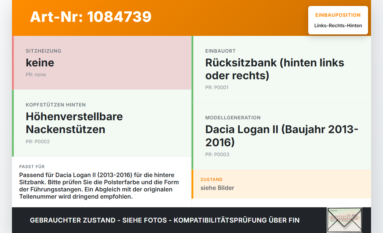 Dacia Logan 13-16 Kopfstütze Rechts oder Links Hinten Dacia Logan 13-16 04.02.2014 gebraucht Vorschau 3