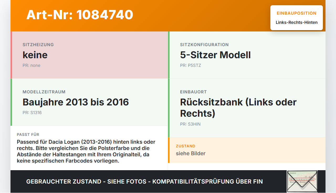 Dacia Logan 13-16 Kopfstütze Rechts oder Links Hinten Dacia Logan 13-16 04.02.2014 gebraucht Vorschau 3