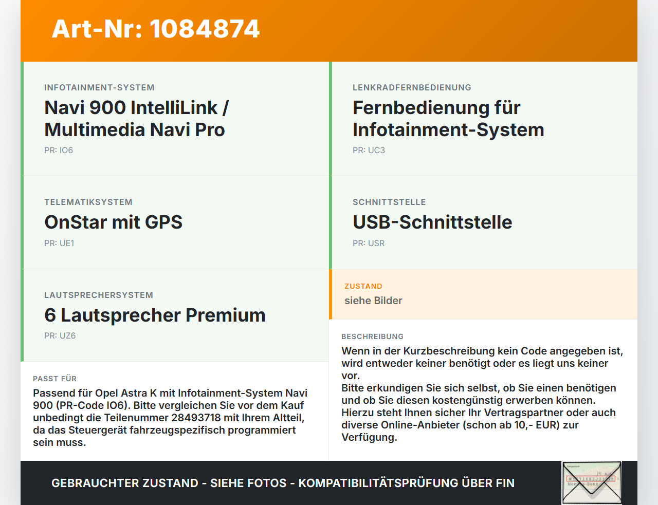 Opel Astra K B16 15-19 Navigationssystem Navi Silverbox Steuergerät SG Opel Astra K B16 15-19 31.05.2016 39026165... Vorschau 3