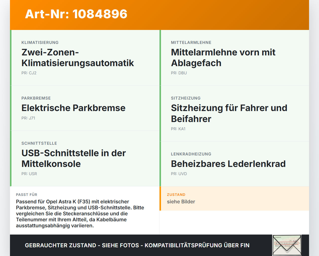 Opel Astra K B16 15-19 Kabelbaum Innen für Mittelkonsole Opel Astra K B16 15-19 31.05.2016 gebraucht Vorschau 3
