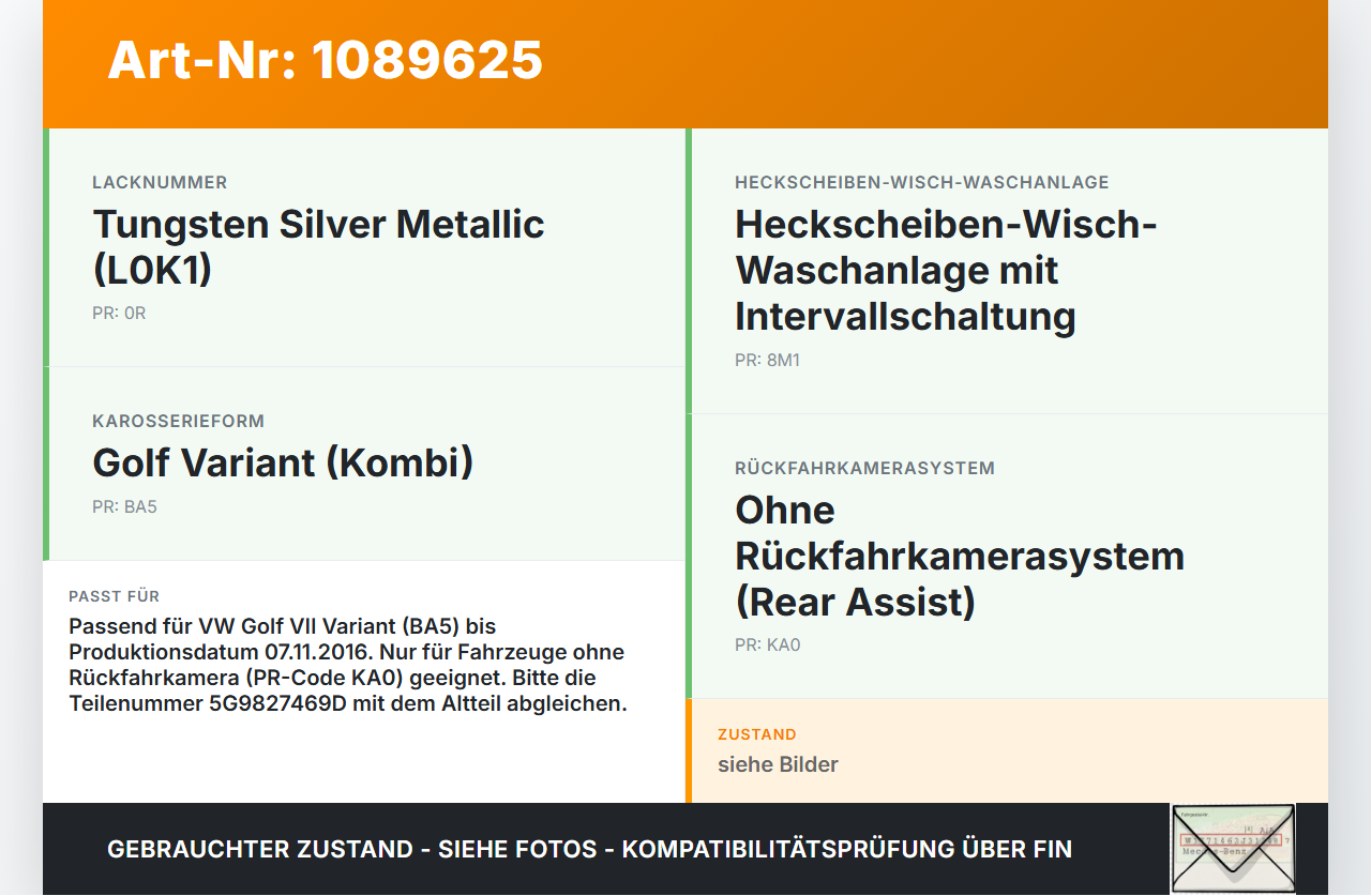 VW Golf VII 7 Variant 13-17 Kombi Griffleiste Griff aussen für Heckklappe L0K1 VW Golf VII 7 Variant 13-17... Vorschau 3