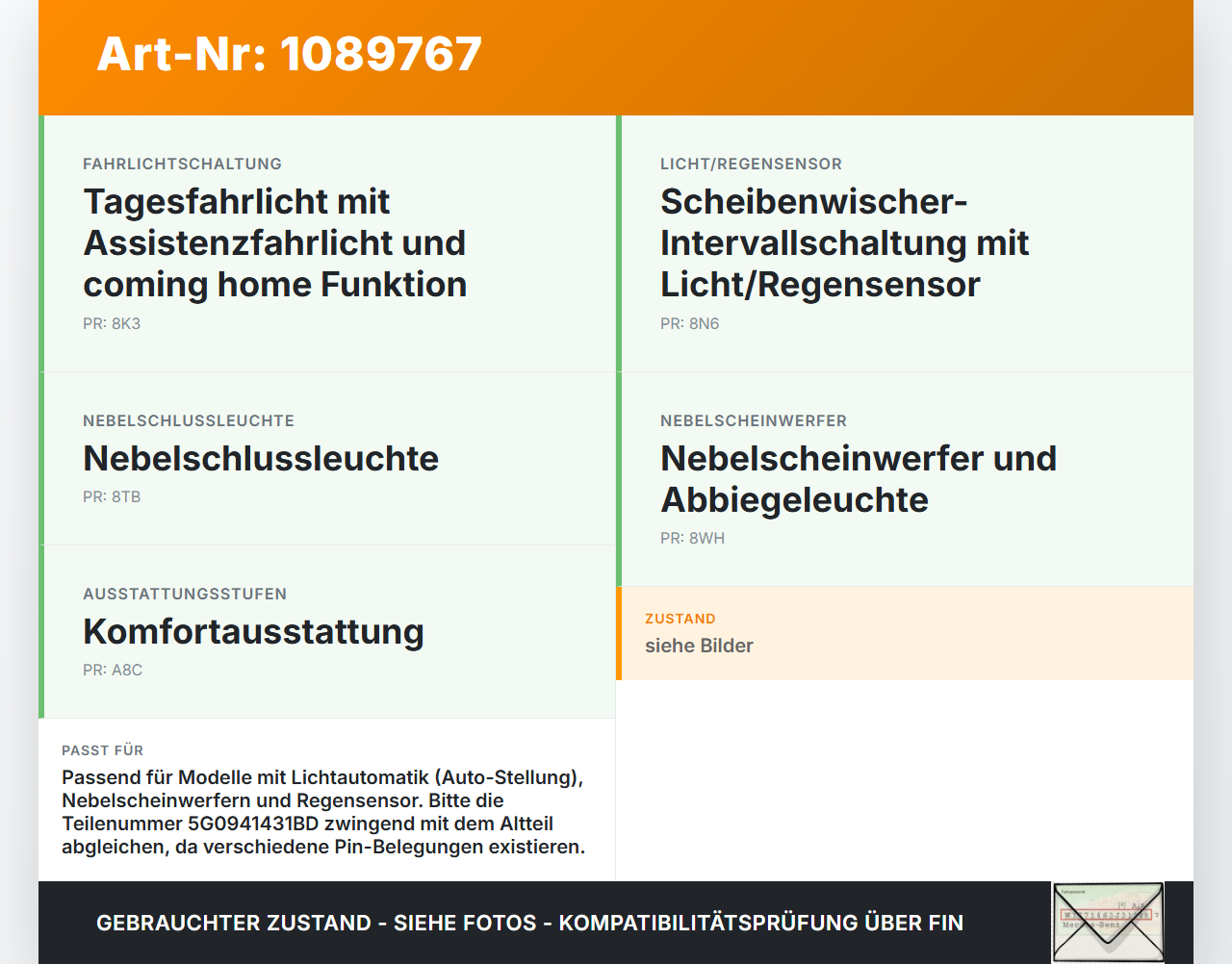 VW Golf VII 7 Variant 13-17 Lichtschalter Schalter VW Golf VII 7 Variant 13-17 11.11.2014 5G0941431BD 10097012 gebraucht Vorschau 3