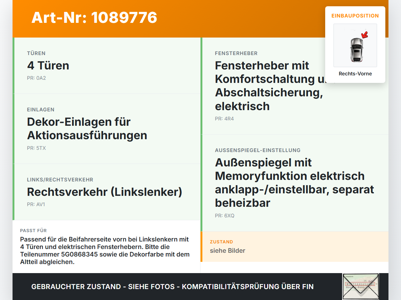 VW Golf VII 7 Variant 13-17 Kombi Fensterheberschalter Schalter Volkswagen Fensterheber Rechts Vorne VW Golf VII 7... Vorschau 3