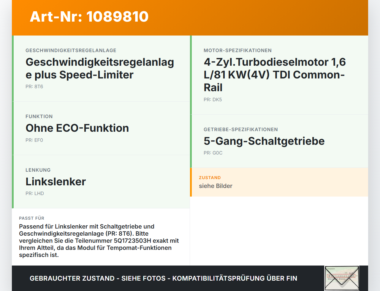 VW Golf VII 7 Variant 13-17 TDI 1,6 81KW Gaswertgeber Gaspedal VW Golf VII 7 Variant 13-17 11.11.2014 5Q1723503H... Vorschau 3