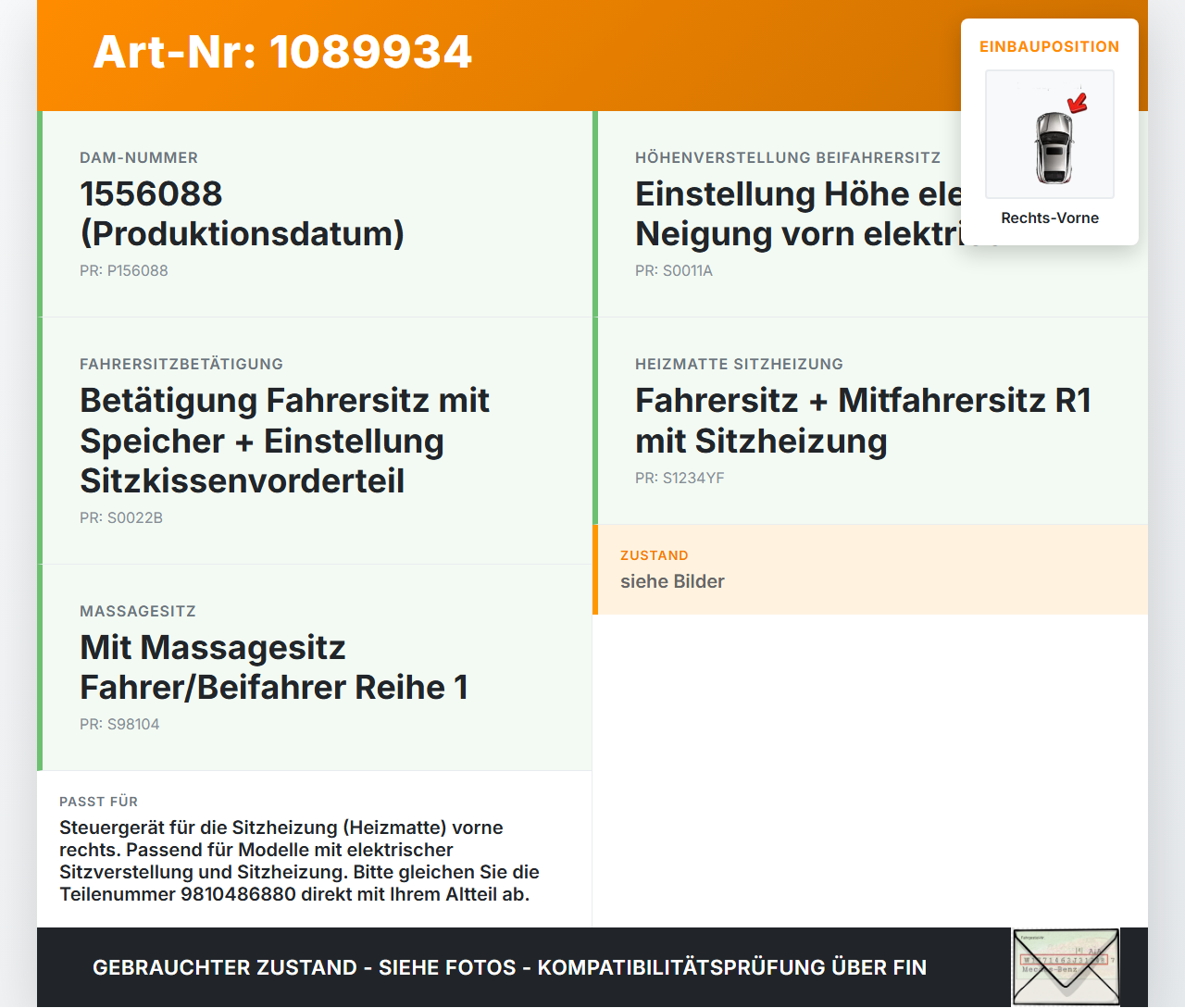 Peugeot 508 II 18-23 Steuergerät ECU Modul Relais Steuereinheit Rechts Vorne Peugeot 508 II 18-23 16.07.2019... Vorschau 3