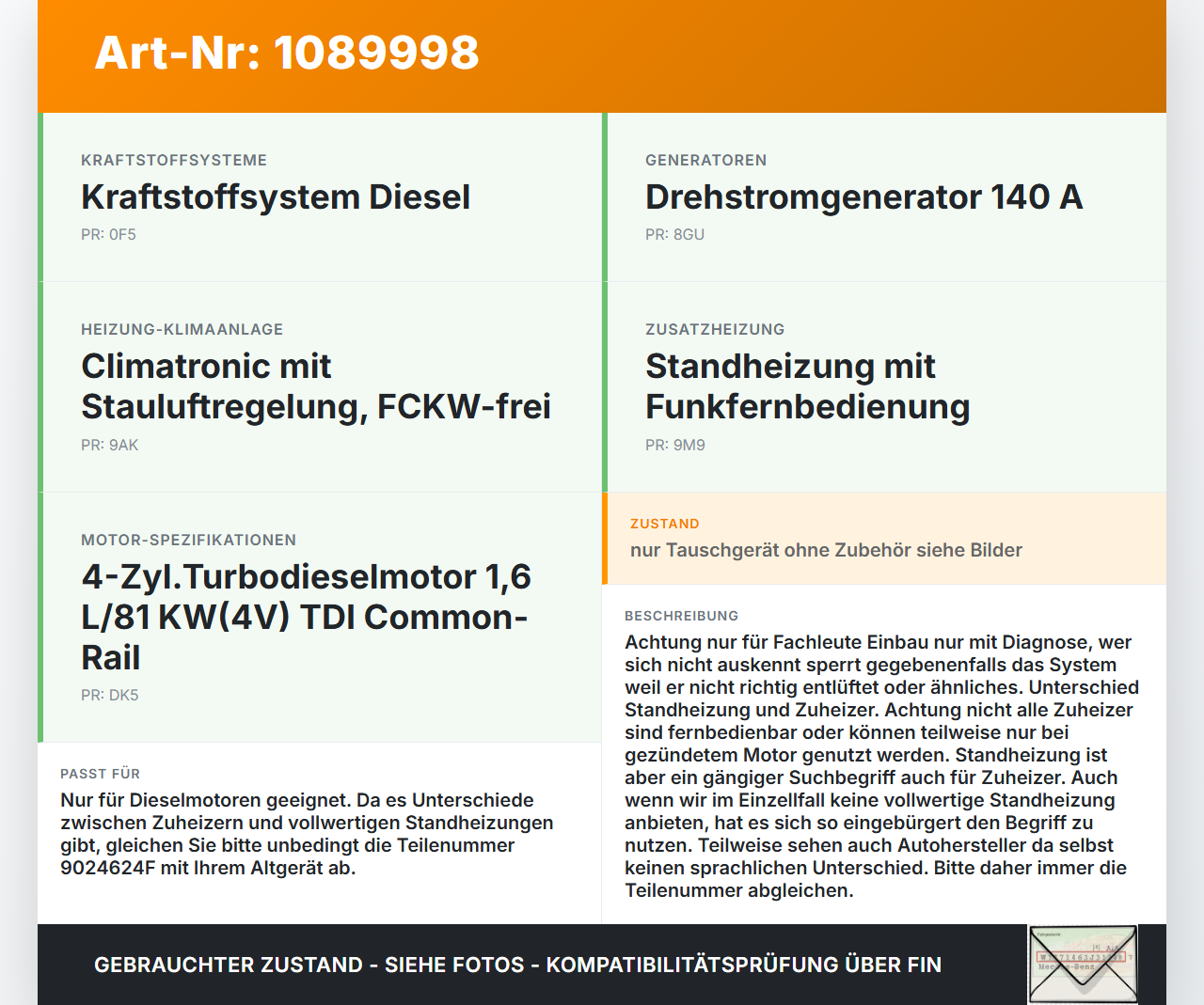 VW Golf VII 7 Variant 13-17 Standheizung Zuheizer Webasto Thermo Top Evo VW Golf VII 7 Variant 13-17 11.11.2014... Vorschau 3