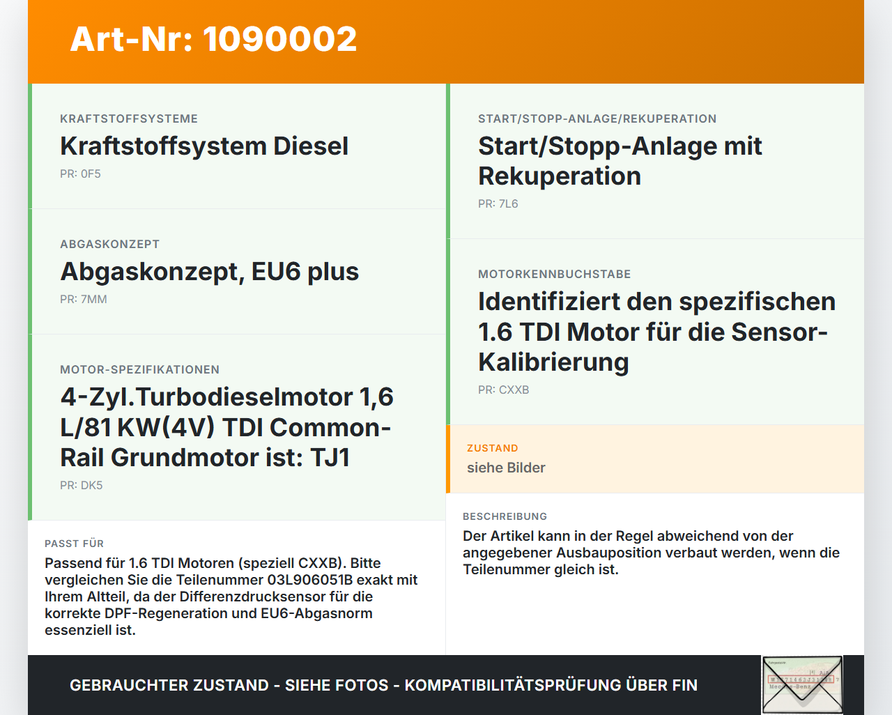 VW Golf VII 7 Variant 13-17 TDI 1,6 81KW CXXB Differenzdrucksensor Abgasdrucksensor DPF VW Golf VII 7 Variant 13-17... Vorschau 3