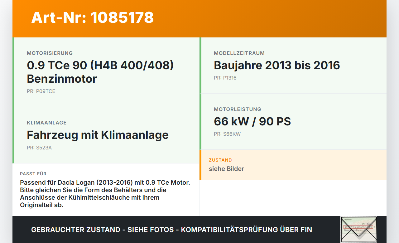 Dacia Logan 13-16 0,9 66KW Ausgleichsbehälter für Kühlmittel Dacia Logan 13-16 04.02.2014 gebraucht Vorschau 3