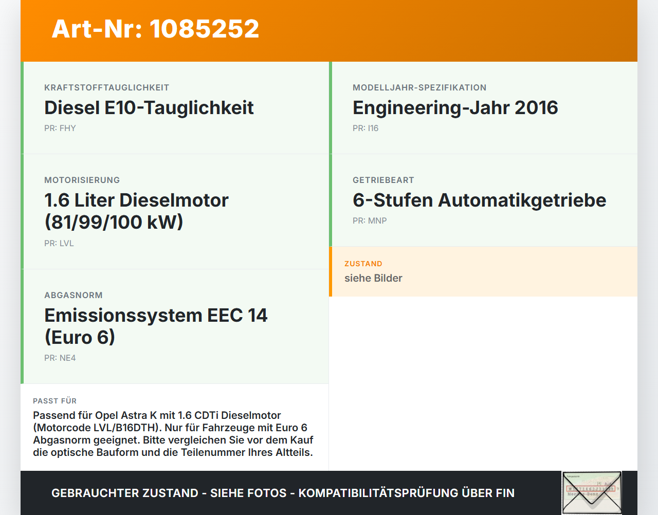 Opel Astra K B16 15-19 CDTi 1,6 100KW Abgaskühlung Wärmetauscher für AGR Opel Astra K B16 15-19 31.05.2016... Vorschau 3