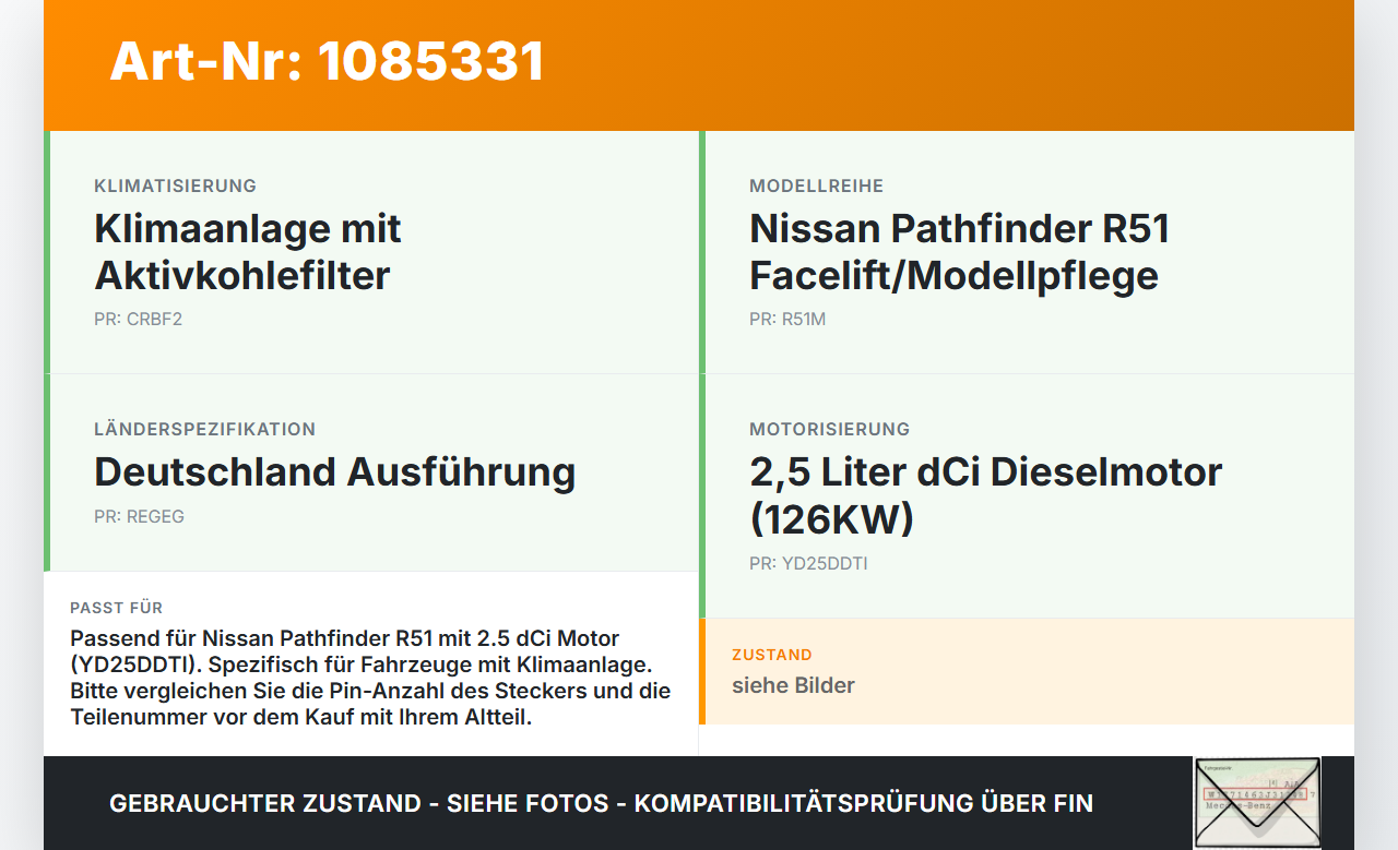 Nissan Pathfinder R51 05-10 dCi 2,5 126KW Sensor Drucksensor Druckschalter Nissan Nissan Pathfinder R51 05-10... Vorschau 3