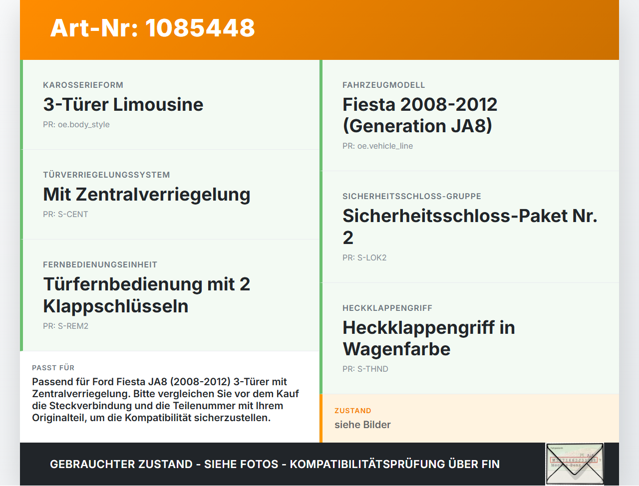 Ford Fiesta JA8 VII ST 08-12 3T Schloss f. Heckklappe Heckklappenschloss Verriegelung Ford Fiesta JA8 VII ST 08-12... Vorschau 3