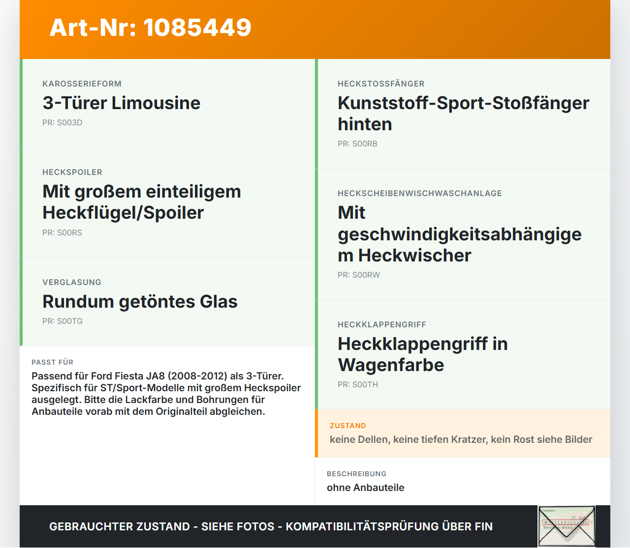 Ford Fiesta JA8 VII ST 08-12 3T Heckklappe Kofferraumdeckel JG Ford Fiesta JA8 VII ST 08-12 11.05.2011 gebraucht Vorschau 3