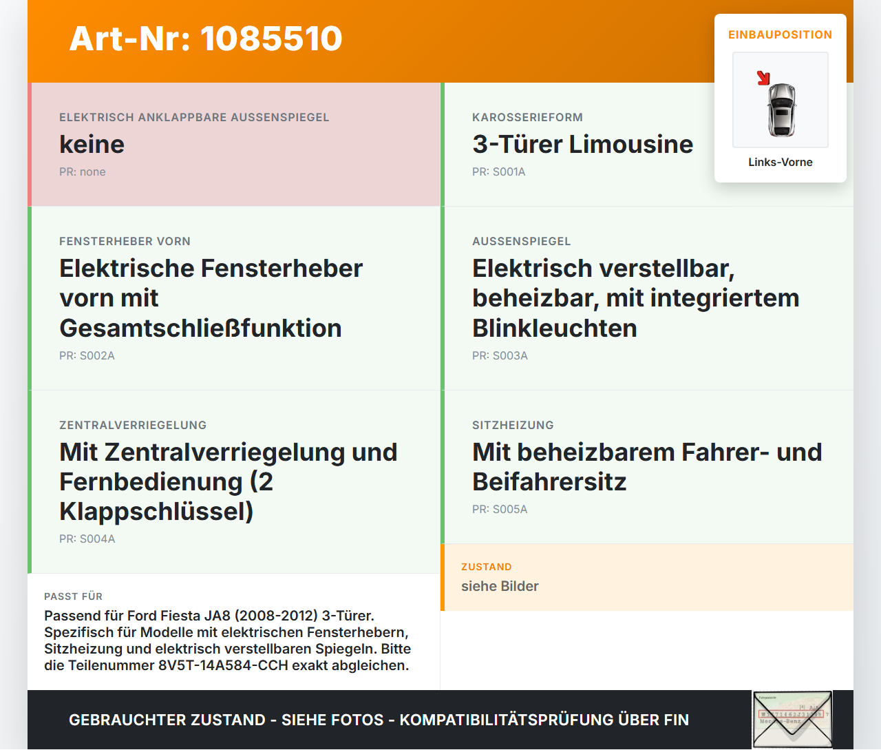Ford Fiesta JA8 VII ST 08-12 3T Kabelbaum für Tür und Fensterheber Links Vorne Ford Fiesta JA8 VII ST 08-12... Vorschau 3