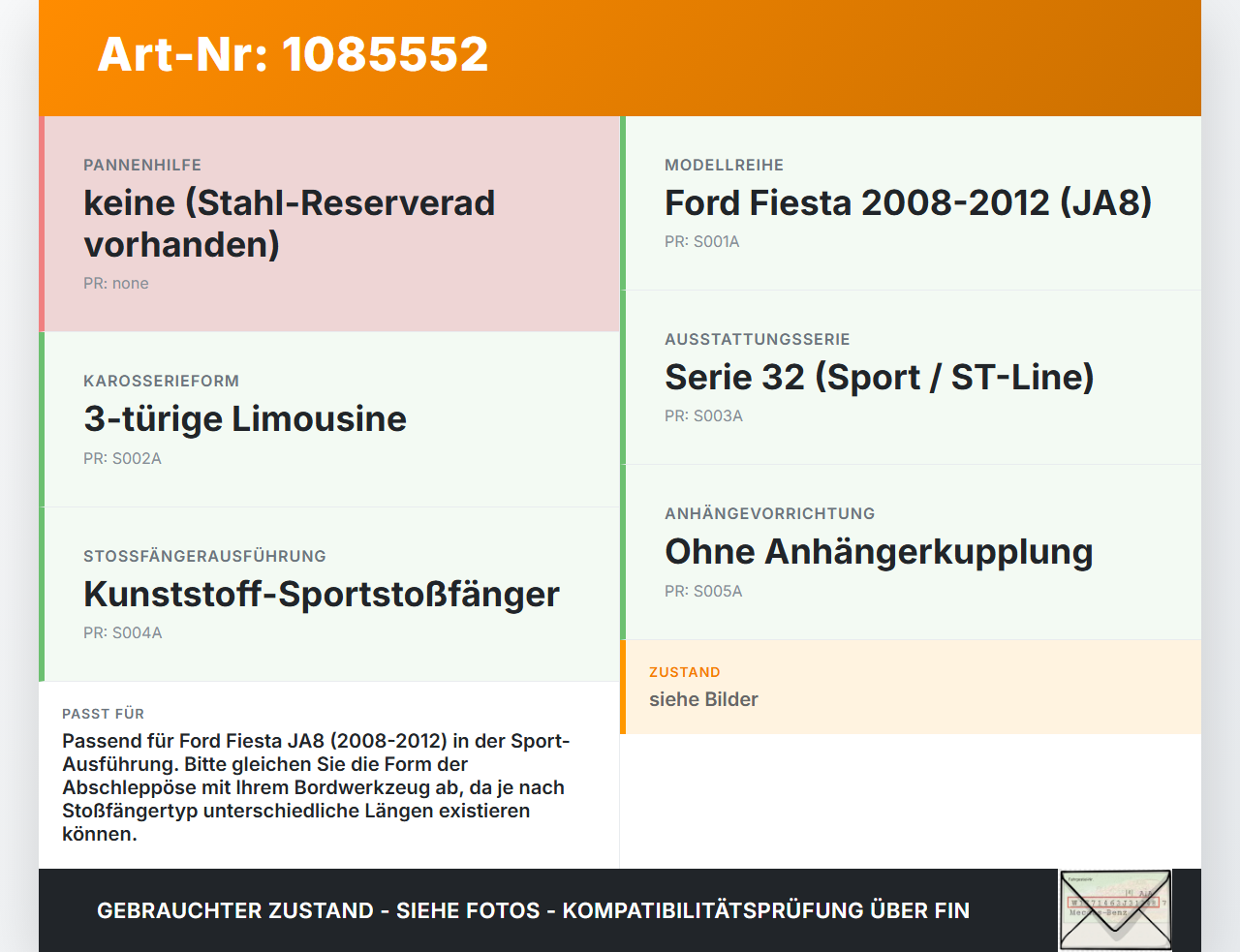 Ford Fiesta JA8 VII ST 08-12 Abschleppöse Abschlepphaken Ford Fiesta JA8 VII ST 08-12 11.05.2011 gebraucht Vorschau 3