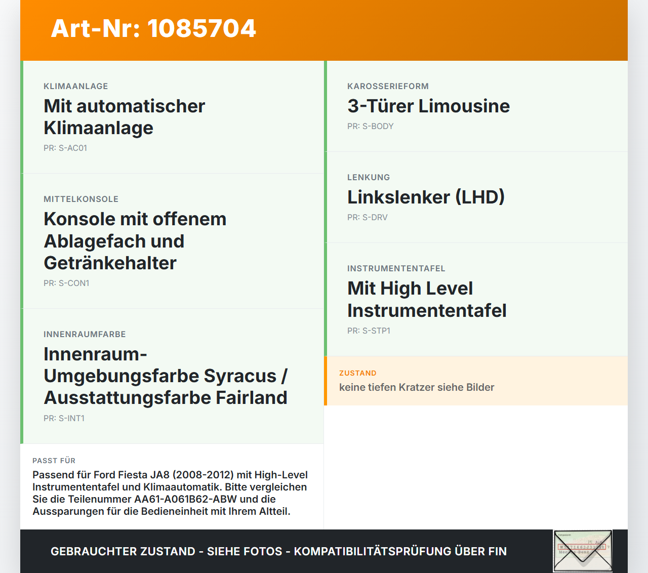 Ford Fiesta JA8 VII ST 08-12 3T Blende Innen Abdeckung Mittelkonsole Ford Fiesta JA8 VII ST 08-12 11.05.2011... Vorschau 3