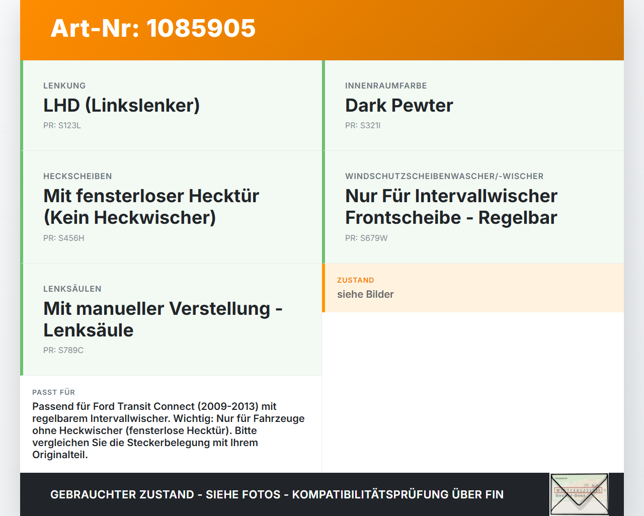 Ford Transit/Tourneo Connect 09-13 Lenkstockschalter Wischerschalter Wischer Ford Transit/Tourneo Connect 09-13... Vorschau 3