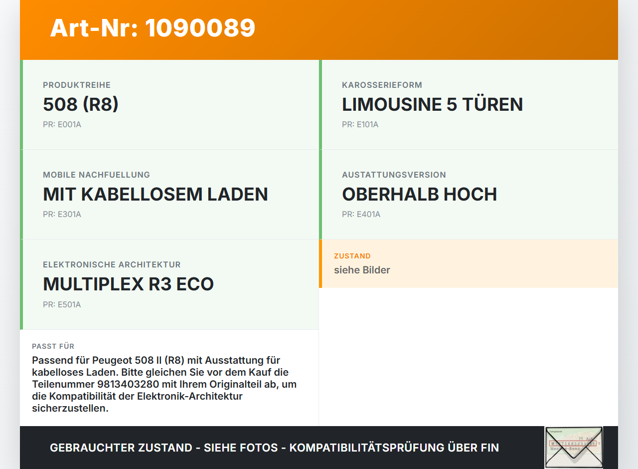 Peugeot 508 II 18-23 Steuergerät Induktives Laden Ladestation WLC Modul Peugeot 508 II 18-23 16.07.2019 9813403280... Vorschau 3