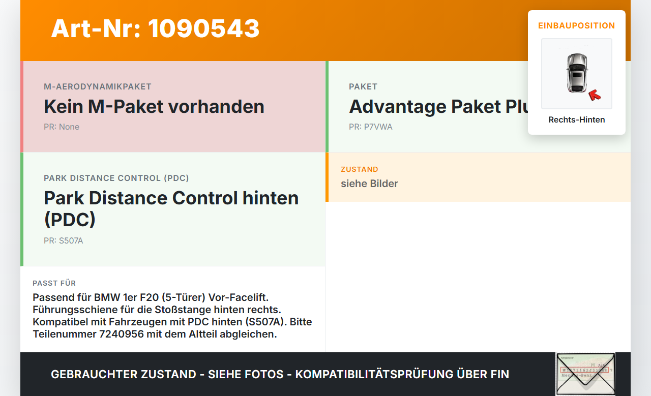 BMW 114i F20 11-15 5T Halter Träger Aufnahme Führung für Stoßstange Rechts Hinten BMW 114i F20 11-15 11.03.2013... Vorschau 3