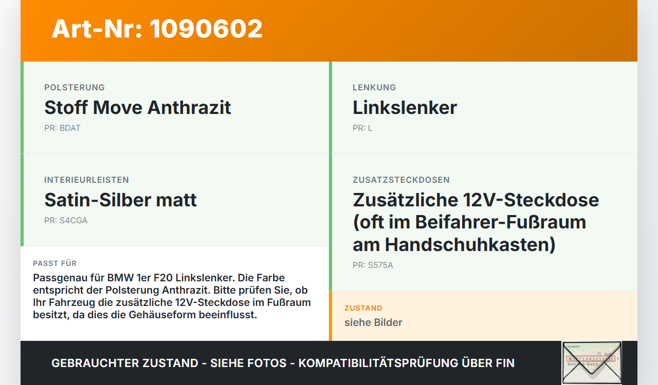 BMW 114i F20 11-15 Handschuhfach Handschuhkasten BMW 114i F20 11-15 11.03.2013 9232970 51169232970 gebraucht Vorschau 3